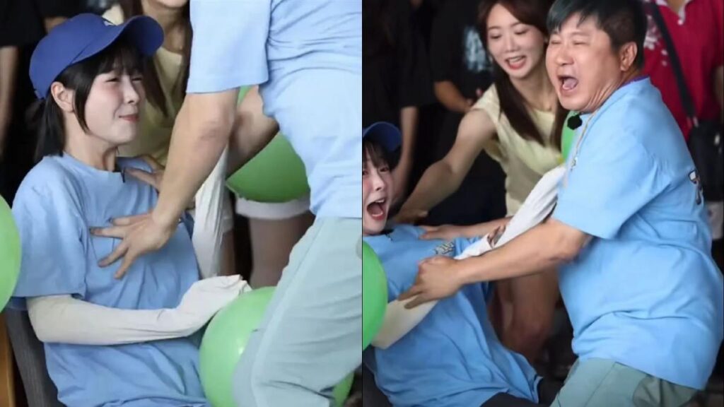 胡瓜玩遊戲誤碰籃籃胸部！重壓她身上畫面惹議　網見狀全怒了
